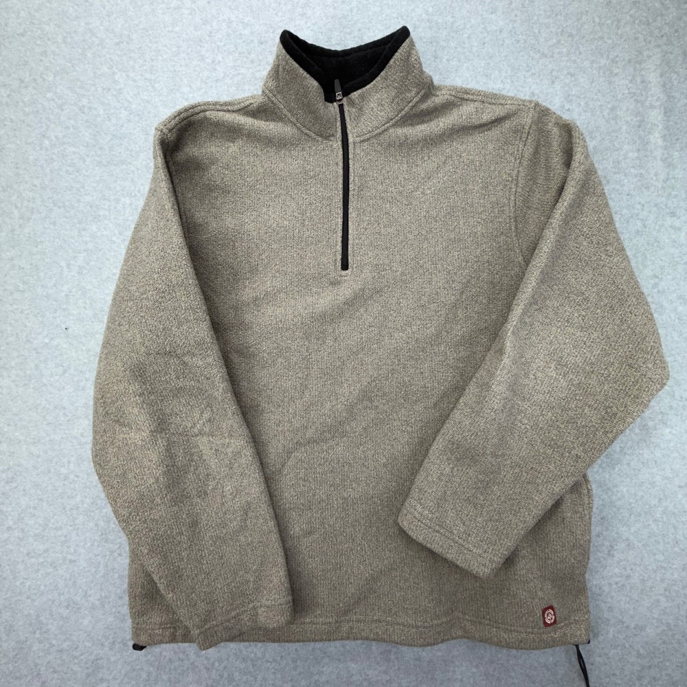 Old Navy Mens XL 1/4 Zip Fleece Pullover Sweater Heather Tan Bungee‎ Hem